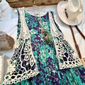 Boho Lace vest w prairie farmhouse shabby chic granny vibe